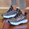 Summer Heely Shoes Girls Mesh Breathable Roller Skates Female Students Four-wheel Rechargeable LED Sports Skates Boys Glowing Sports Shoes