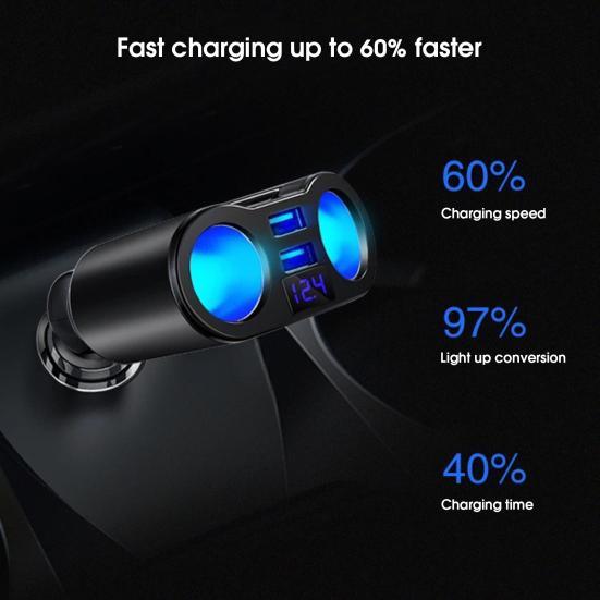 Car Charger Dual USB 2 Port Digital Display Rotatable Car Charger Power Adapter Car Styling for Vehicle