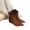 Cowhide inner height increase brown short boots children's Martin boots autumn and winter new elastic thin boots medium boots