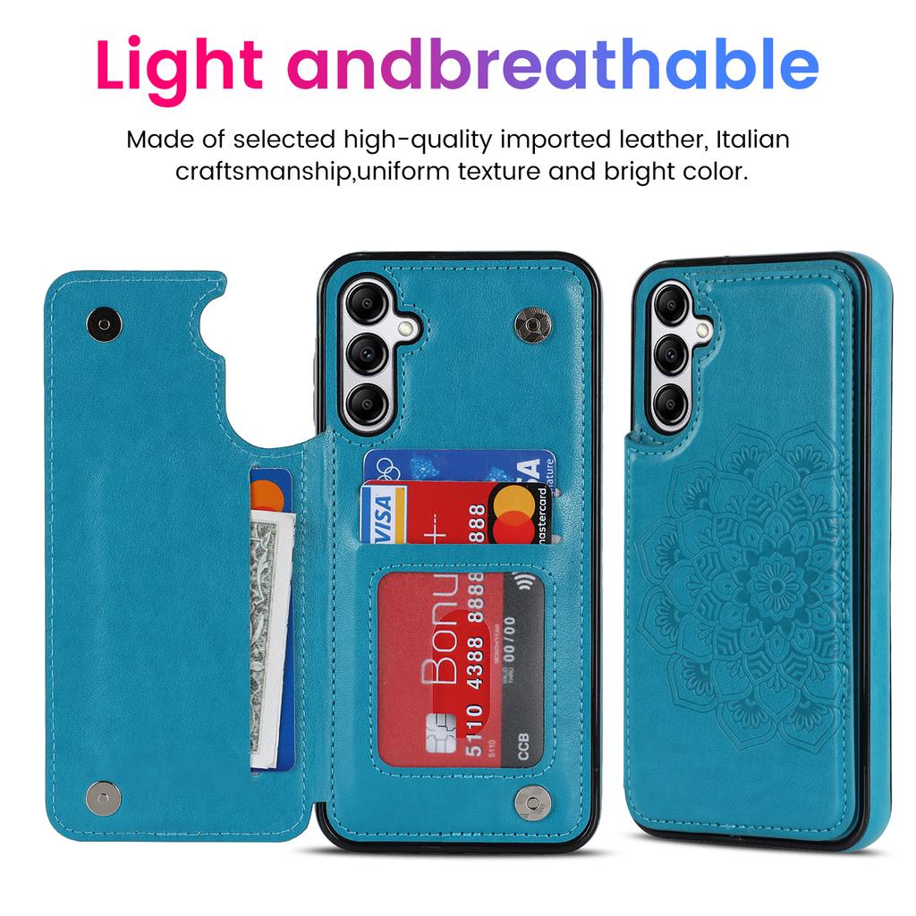 Pro Samsung Galaxy A14 5G/4G Kožené+TPU pouzdro Stojánek Vytištěná květina Mandala Skořápka telefonu