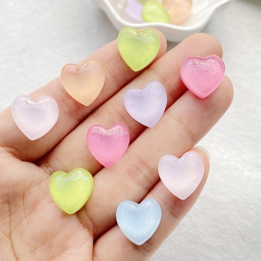 

30pcs Glitter Resin Colorful Mini Cute Heart Shape Nail Art Flatback Rhinestone Applique DIY Wedding Scrapbook Decor Craft