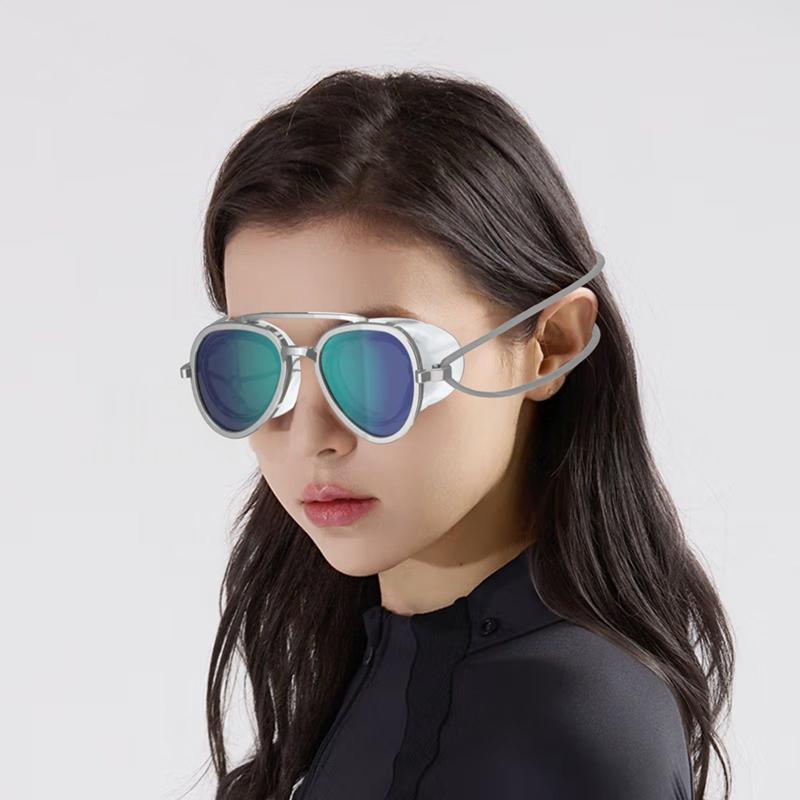 Mens Womens Retro HD Swimming Goggles Full View Anti-Fog Soft Comfortable Swim Goggles for Adults