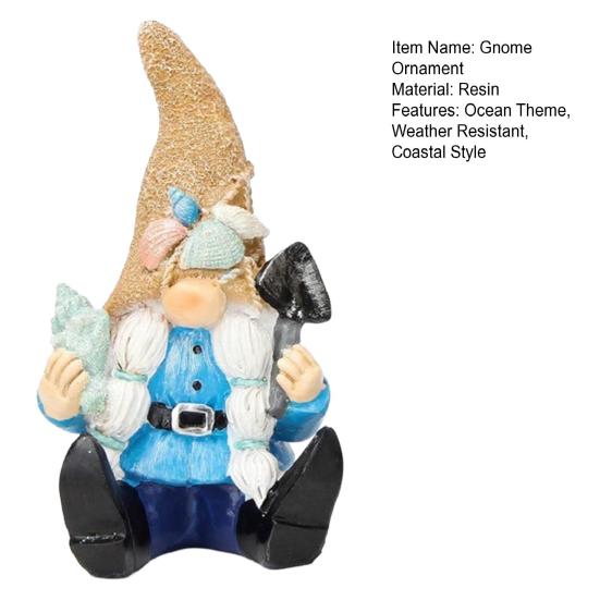 Coastal Gnome Figurine, Beach Shell Conch Gnome Ornament, Resin Ocean Gnome Statue for Summer Beach House Home Decoration