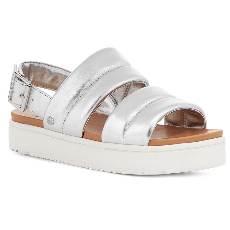 UGG Zayne Leather Comfortable Thick Sole Sandals Women Sandals Silver 1128636-SMLH