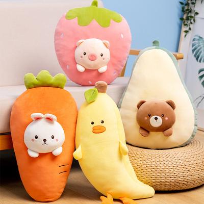 Cartoon Creative Fruit Pillow Three-dimensional Posing As An Animal Cushion Girl Cute Banana Duck Avocado Pillow Student