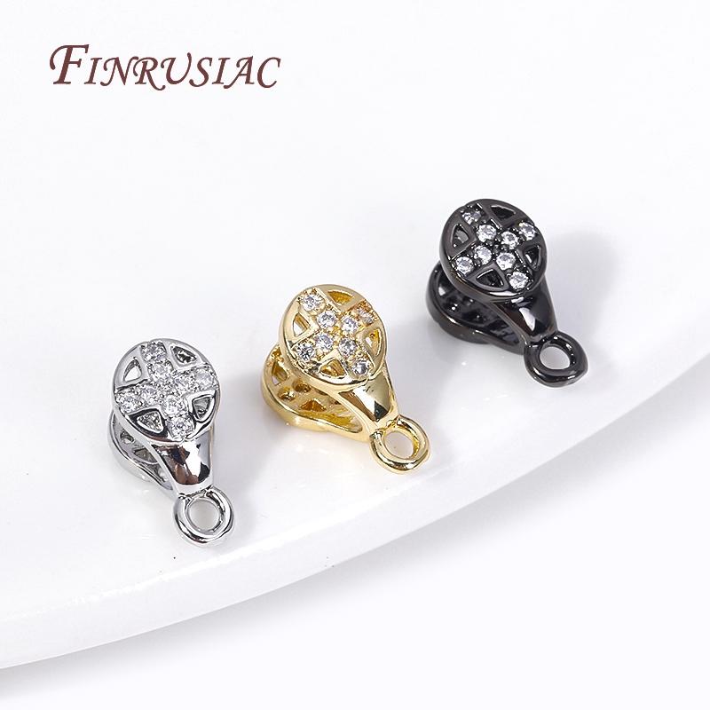 Multi Types 18K Gold Plated Inlaid Zircon Beila For Pendants,Pinch Clip Bails For Crystal Agate Jewelry Making,Pendant Connector