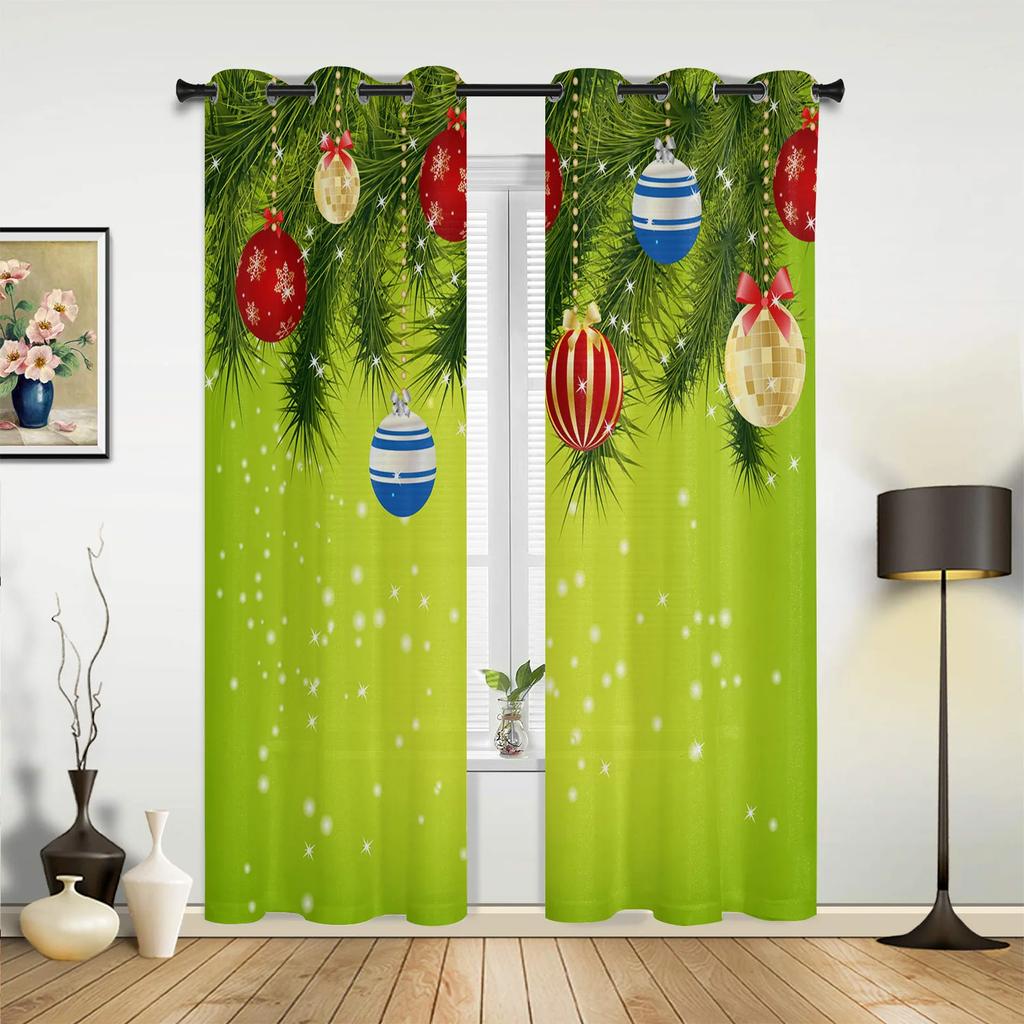 Weihnachten Schnee Schneeflocken Blätter Tannenzapfen Dekoration Vorhänge für Kinderzimmer Wohnzimmer Vorhänge Küchenfenstervorhang