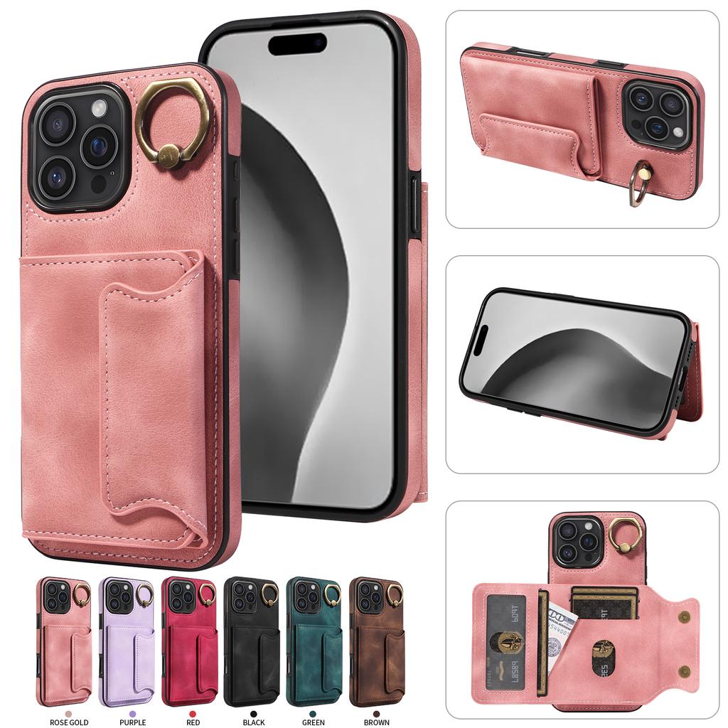 Ring Bracket Card Holder Slots Cover Phone Case for iPhone 16 Series.for iPhone 16,iPhone 16 Plus,iPhone 16 Pro,iPhone 16 Pro Max