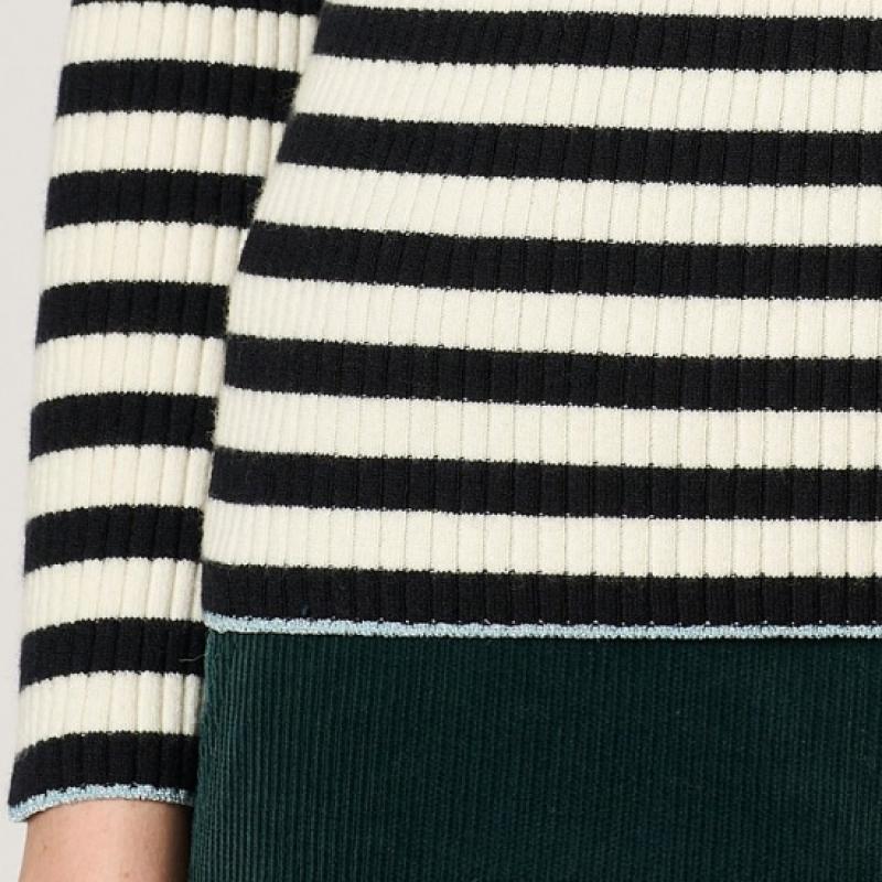 Bcbg Mock Neck Stripe Knit Top B3w9k305
