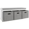 Three-Drawer Shoe Storage Bench, with Padded Top Seat - White