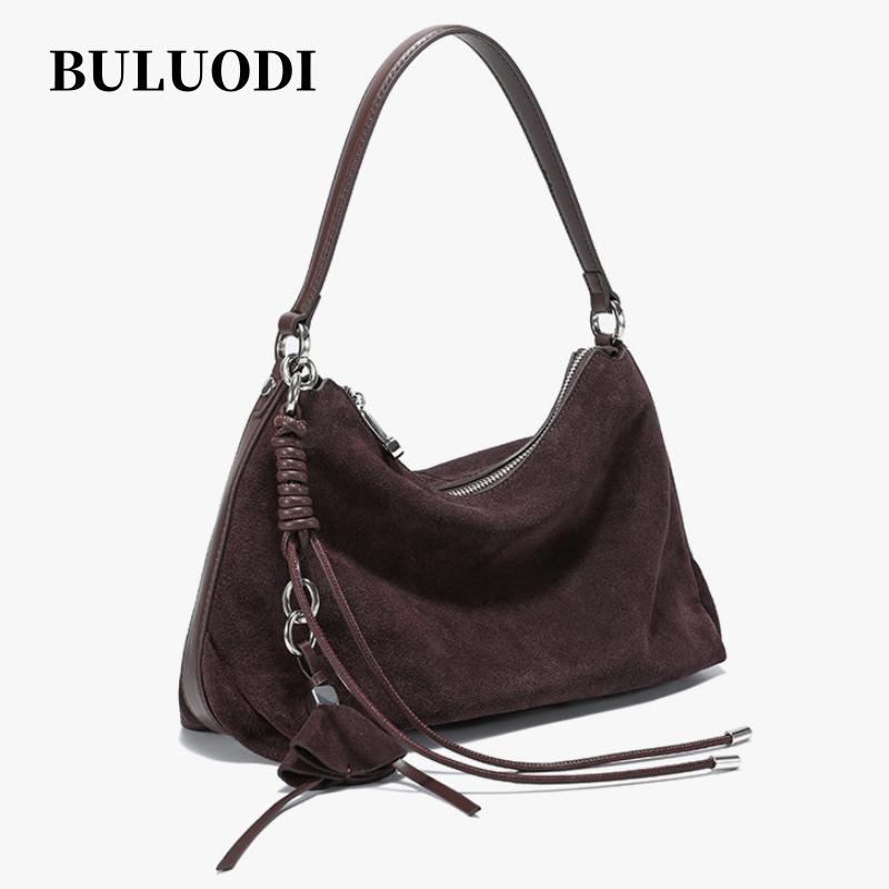 Retro Frosted Genuine Leather Handbag 2026 Winter Women's Natural Suede Leather Shoulder Bag Large Capacity Commuter Tote Bag