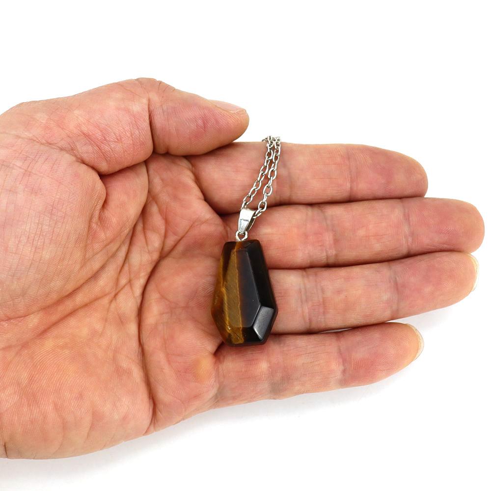 Natural Crystal Stone Mini Coffin Board Pendant Necklace Halloween Necklace Ornament N671