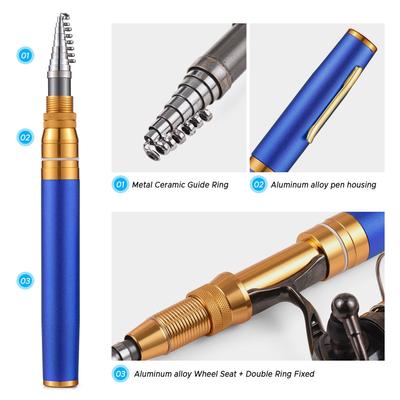 Canna da pesca e mulinello combinati Canna da pesca telescopica con mulinello da spinning Combo Kit esche da pesca