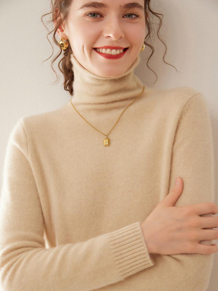 Women's Thick Cashmere High-Neck Sweater for Autumn and Winter
