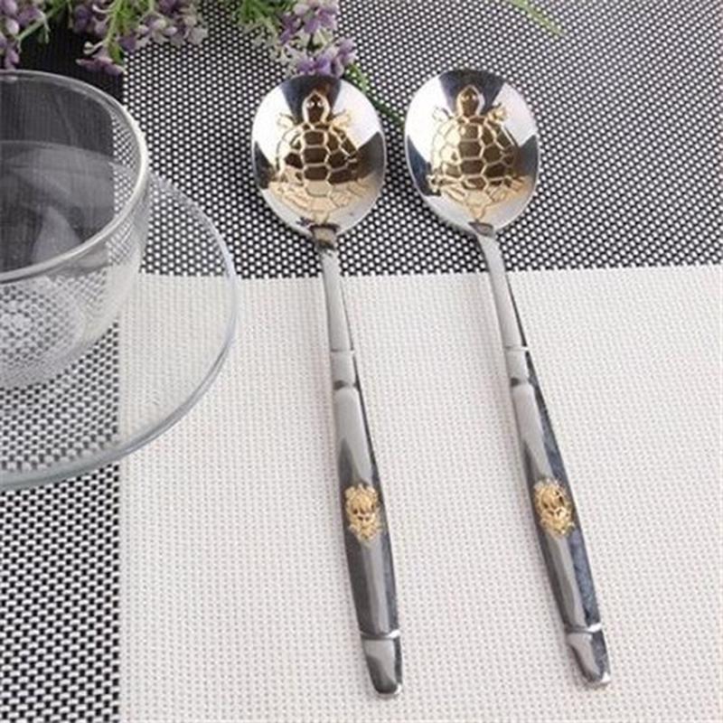 1 Stück vergoldeter Schildkröten-Edelstahllöffel, hochwertiges Löffelgeschirr