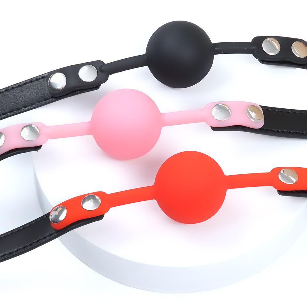 VaHppy Mouth Ball Yoke 4cm 80g Silicone Solid Drooling Couple Games Sex Toys SM BDSM Adult Products PU Bondage Oral Sex