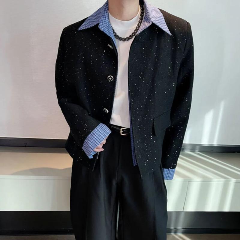 2025 Short Spliced New Jacket Men's Fashion Versatile Fake Two-piece Tops for Men