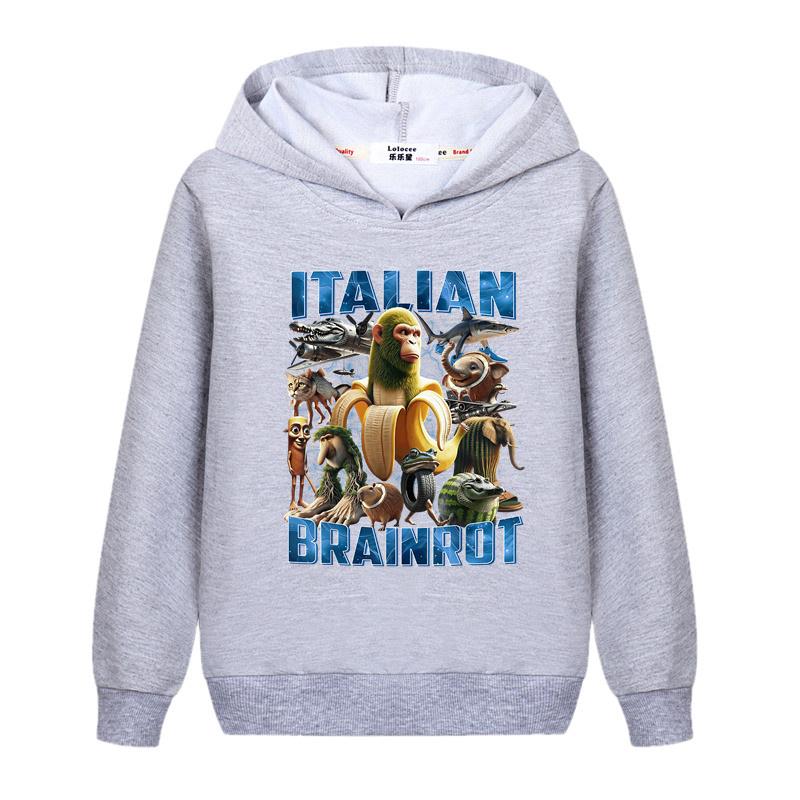 Italian Brainrot Shimpanzinni Bananini Hoodie for Boys Spring and Autumn Cotton Jacket Kids Sweatshirt