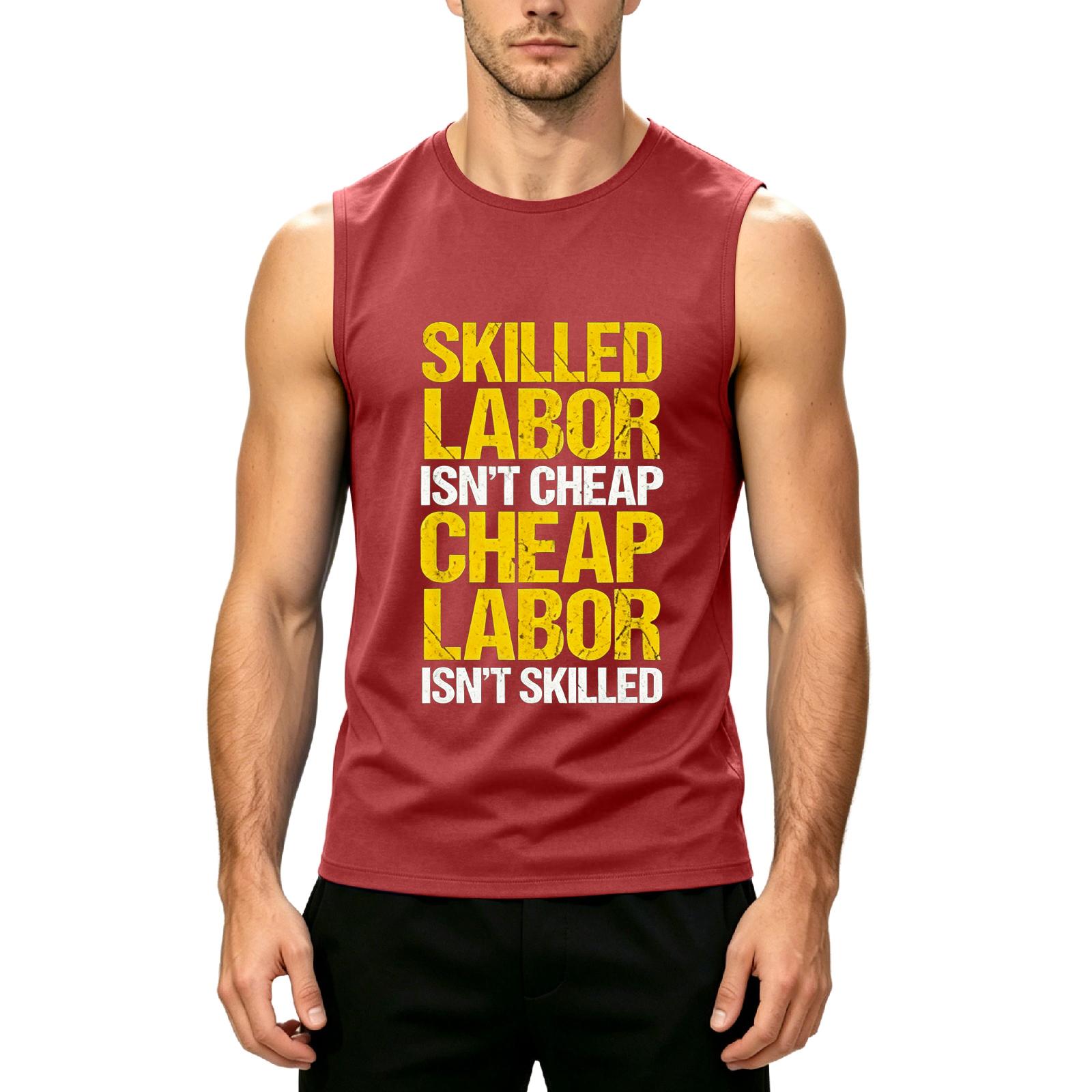 

Men s Sleeveless Casual Tank Top Muscle Fit Crew Neck Printed Graphic Labor Day Shirt Summer Workout Gym Vest XL червоний