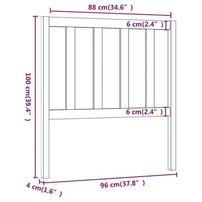 VidaXL Tête de Lit Meuble de Chambre à Coucher Tête de Cadre de Lit Simple Accessoire de Lit Intérieur 96x4x100 cm Bois 817720