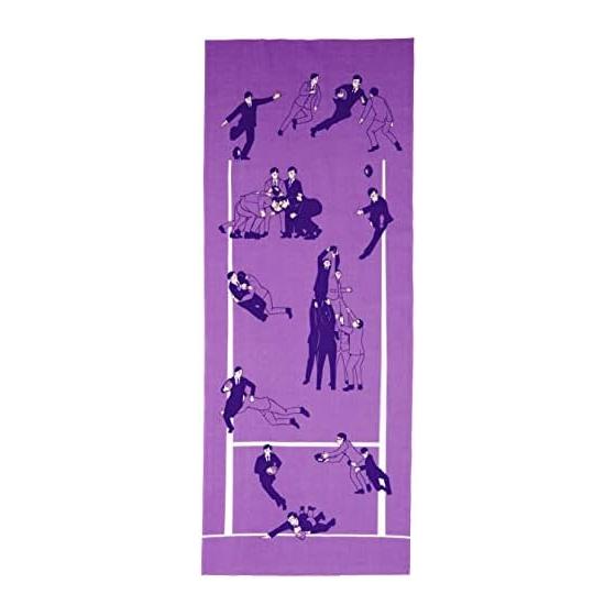Maeda Dyeing Gold Medal JAPAN Tenugui Towel - Rugby Lehman - Comical Player Movements Expressed Through Print - A Design to Admire - Size: Approx.