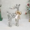Iron Frame Holiday Reindeer Decoration for Entryway Display, 15Inch Lighted Christmas Deer with LED Light for Tabletop Shelf