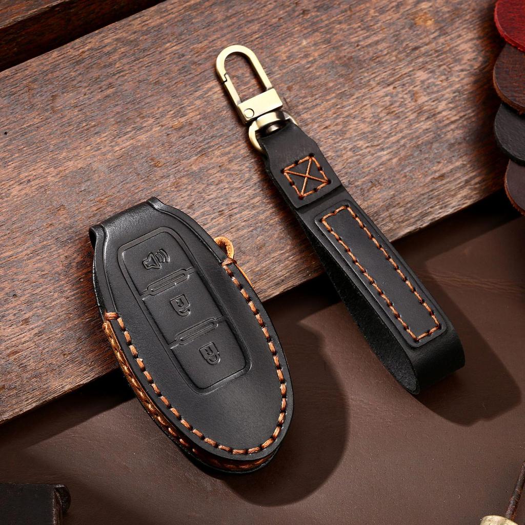 Premium Handmade Leather Car Key Cover for Nissan - All-Inclusive Protection