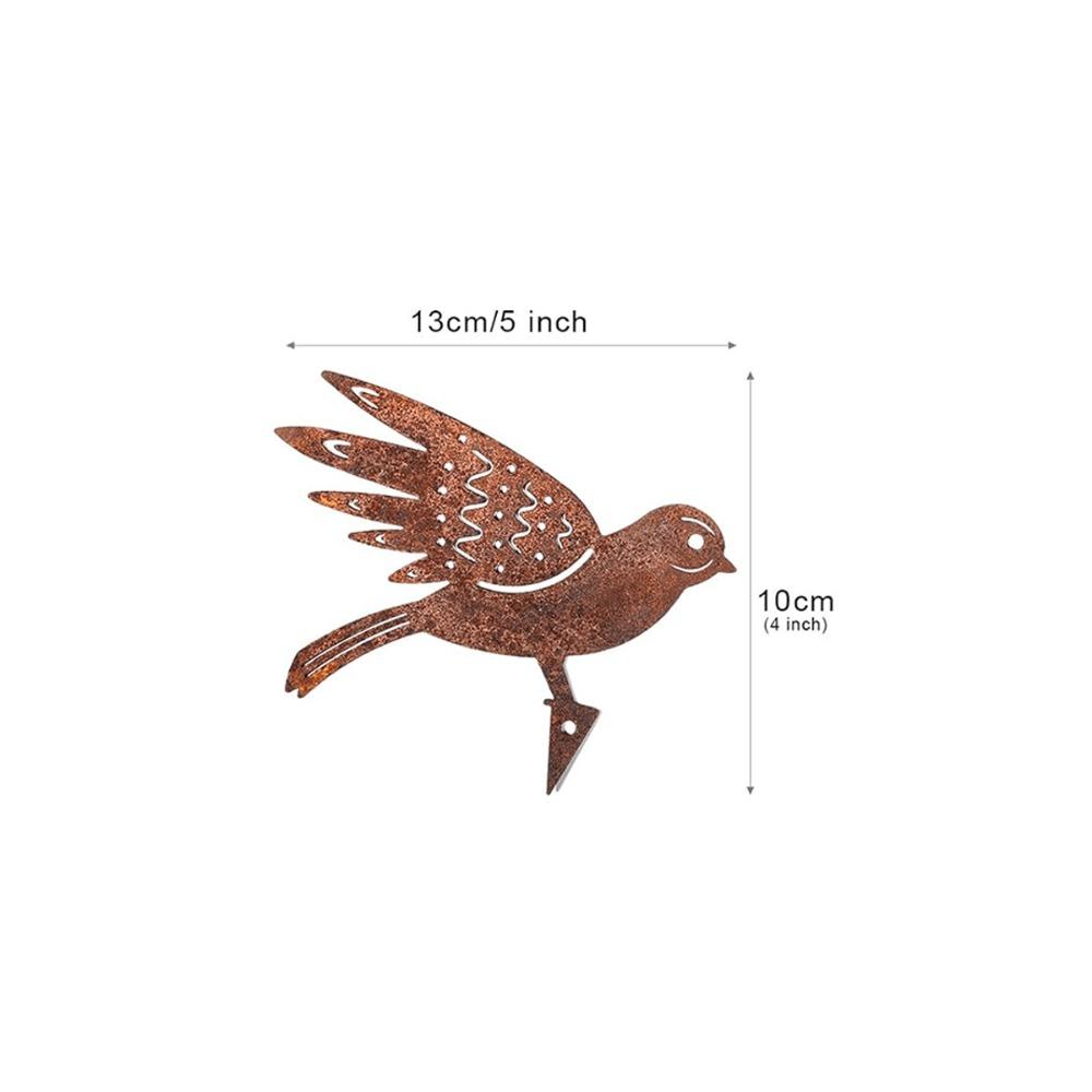 Set of 4 Rustic Metal Garden Ornaments Bird Shape for Outdoor Patio Decor