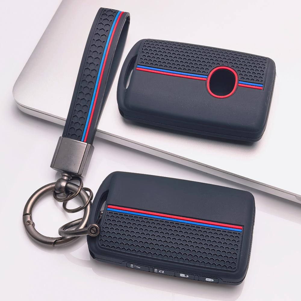 Key Cover for Mazda CX30 CX5 CX8 CX9 MX5 Miata CX50 CX70 CX3 CX4 CX60 Mazda 2 with Keychain Honeycomb Texture Racing Stripe Smart Remote Key Protector