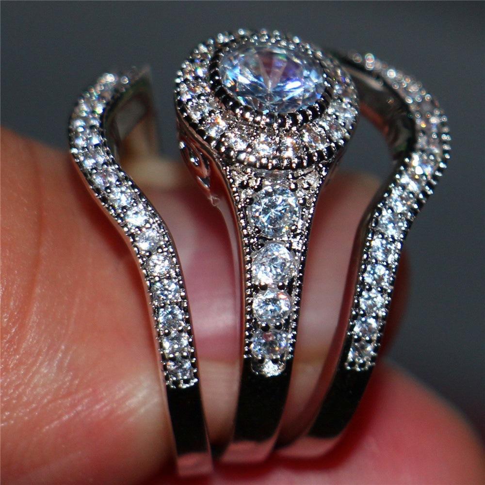 Jewelry, Three-Piece Combination Ring, Women'S Couple Ring Set Ring.