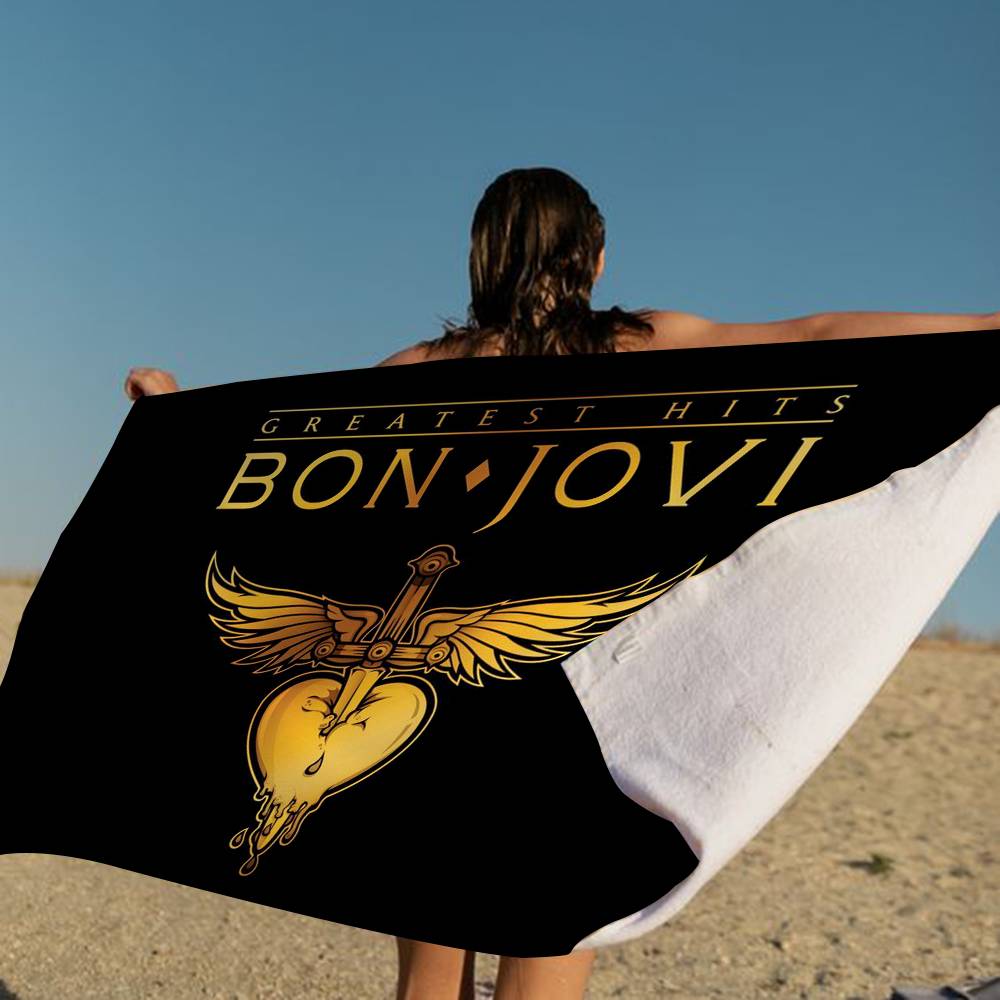 B-Bon J-Jovi Mikrofaserdecke Schnelltrocknende Strandtücher Übergröße Druck Super Saugfähige Pooltuchdecke