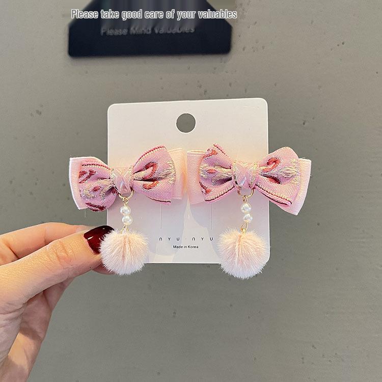 

Новогодние заколки для волос с бантом из жемчуга и страз - Красный помпон в стиле Ханфу для детей