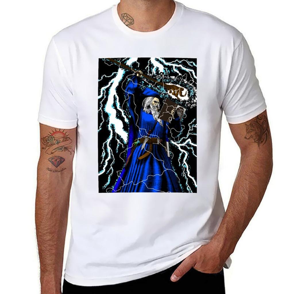 Merlin Traditional High Fantasy Wizard Blue TShirt Sun Block Outdoor TShirt