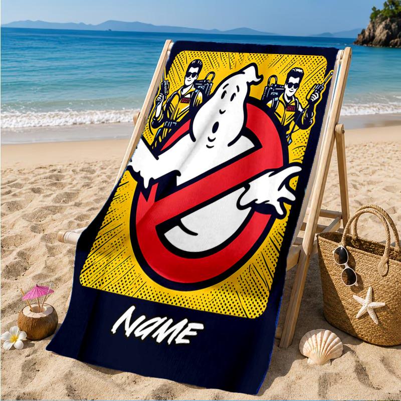 Custom Name Ghost-busters Logo Beach Towel Microfiber Beach Towel, Lightweight and Quick-Dry, for Summer Travel, Swimming Pool Gift
