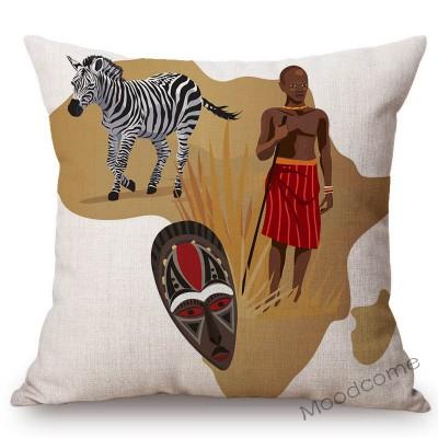 Nordic Africa Map African Tribe Designs Home Decorative Sofa Pillow Case Cotton Linen Wild Life Animal Office Chair Pillow Cover