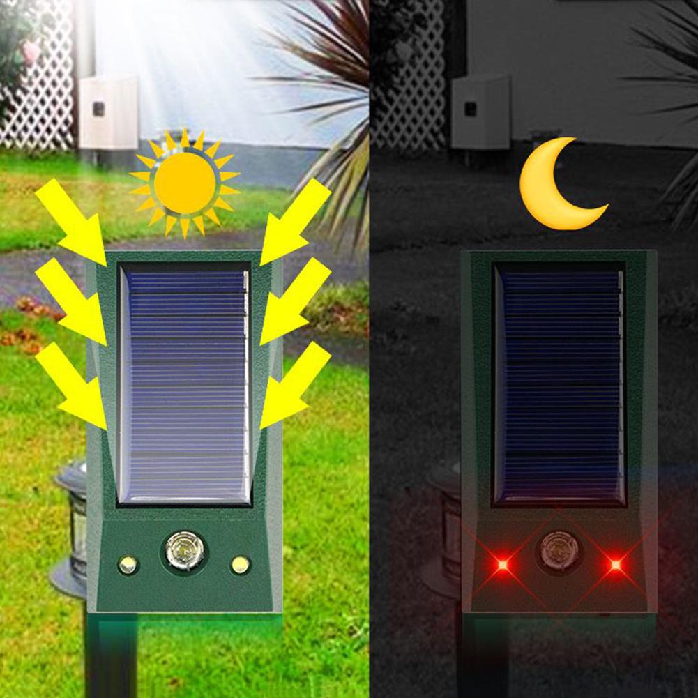 Solarbetriebenes elektronisches Ultraschall-Vogelabwehrgerät, IP66, wasserdicht, Taubenabwehr, starkes LED-Blinklicht, Ungezieferabwehr für den Hof