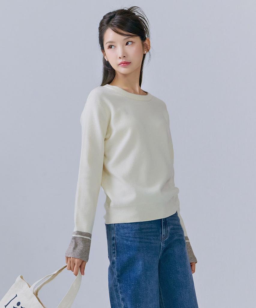 CHASECULT Women'S Color-Block Sleeve Round Sweater-Cfrg5261C0A