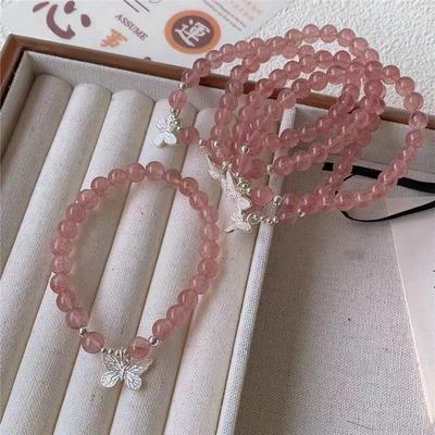 Berry Bobo~ Small Fresh Butterfly Bracelet Women's Strike Peach Blossom Bracelet Jewelry