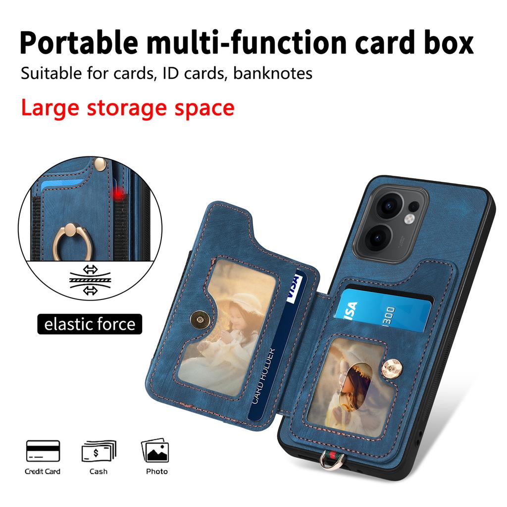 For Oppo Reno13 F 5G (Reno 13 FS 5G)/4G Retro PU Leather Back Cover with RFID Blocking Card Holder