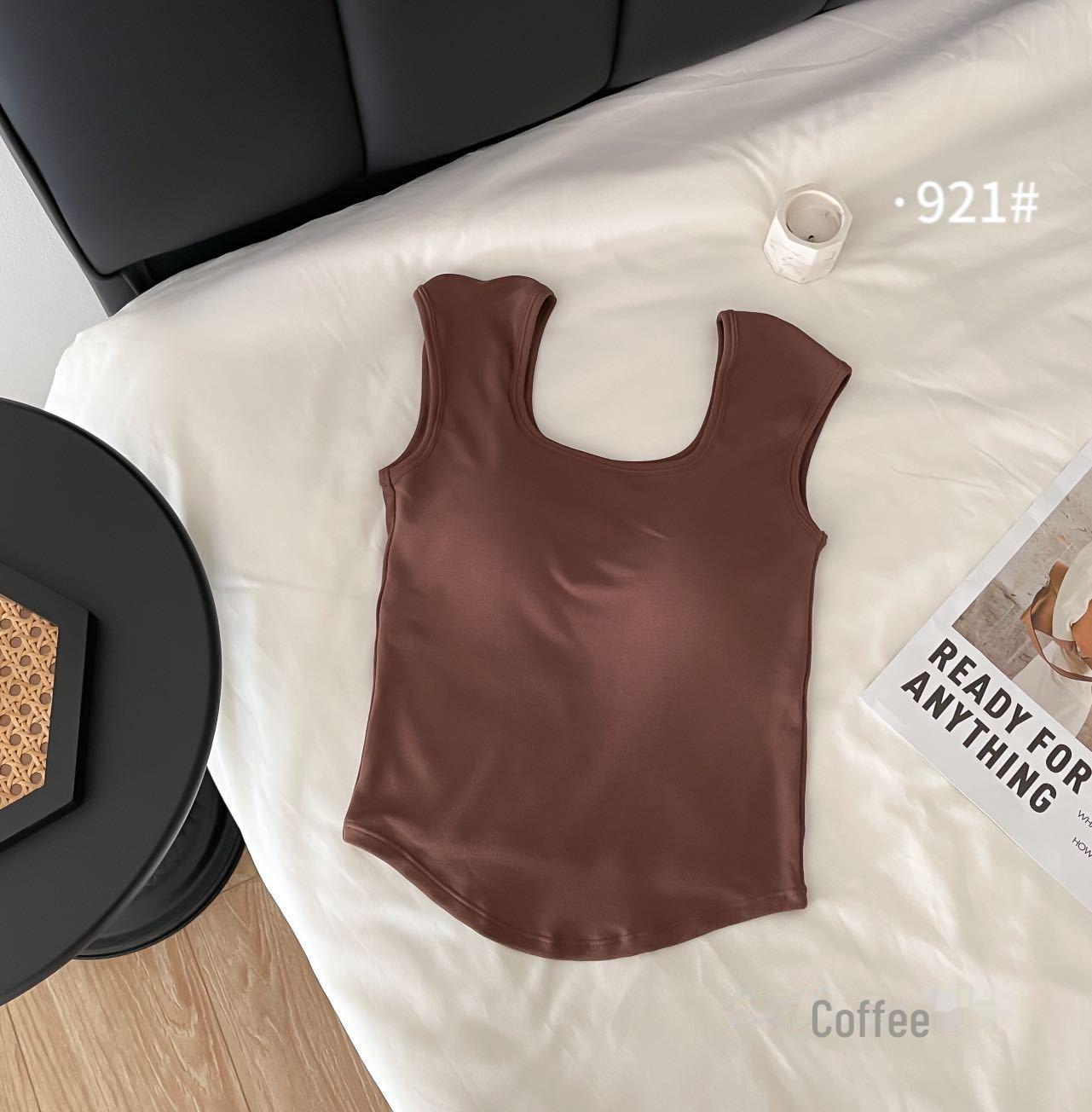 

Женский теплый жилет из чесаного хлопка с нагрудными накладками — идеальный слой на осень/зиму One size (80-130 catties) кофейный