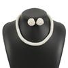 Rhinestones And Pearls Jewelry Set Versatile For Weddings Event Lightweight Design Celebration Necklace Ear Studs