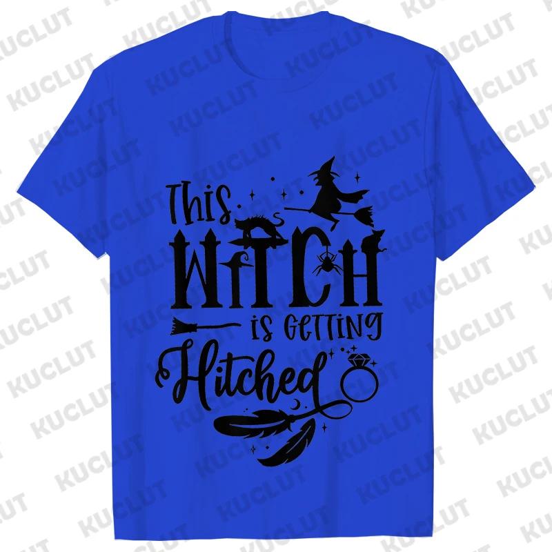 Team Bride Y2k Tops Bridal Shower Wedding Shirt This Witch Is Getting Hitched Lit T-Shirt Halloween Bachelorette Party EVJF Tees