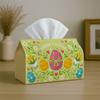 1pc Easter Ornament Folk Easter Decorative Tissue Box Cover, Egg Floral Symmetrical Pastel Design, Sturdy, Lightweight, Collapsible Storage, Suitable 