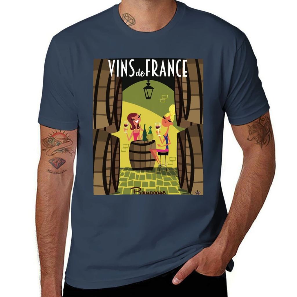 Vins De France Bourgogne Poster Tshirt Plus Size Quick Dry Sports Tee