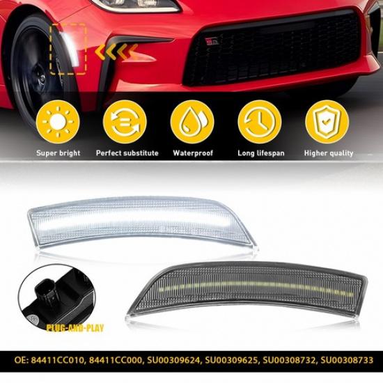 

2X White LED Side Marker Lights Front For 22-24 Subaru BRZ ZD8 Toyota GR86 ZN8 A