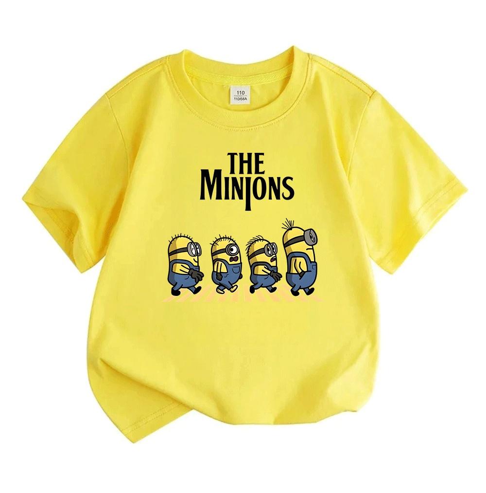 Kids Boys Girls 100% Cotton Crew Neck Short Sleeve T-Shirt, Cute Casual Funny Cartoon Walking Print Soft Breathable Lightweight Summer Daily Wear Top