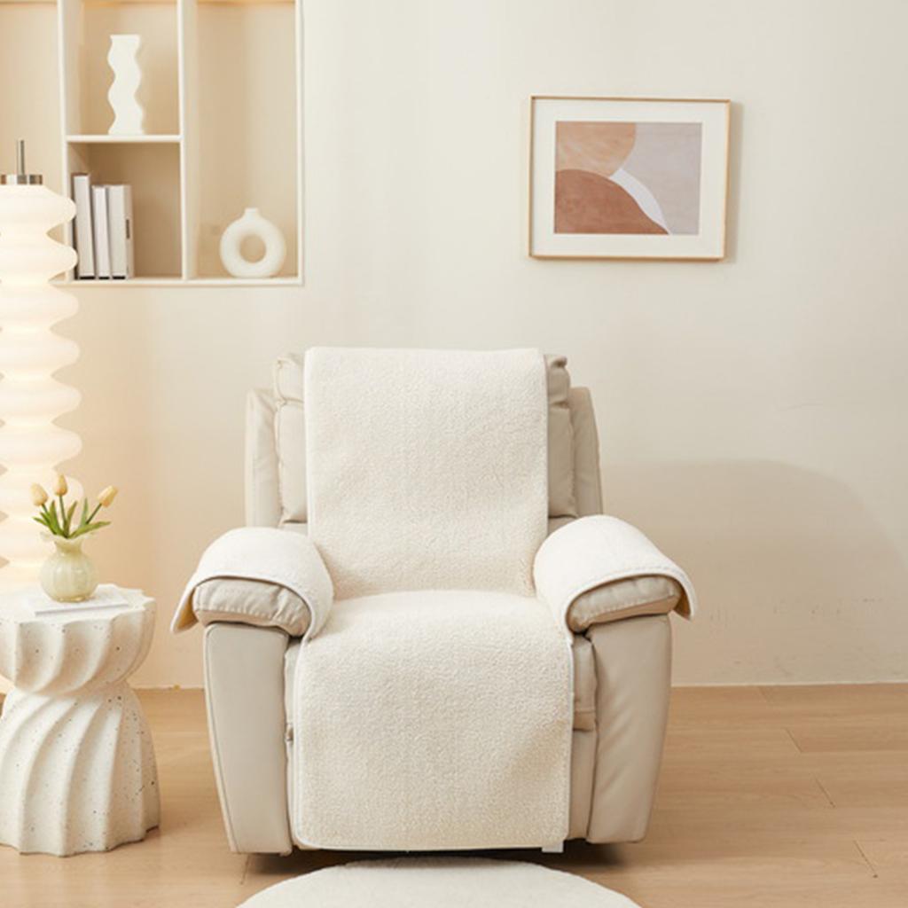 Protector de Reposabrazos Grueso de Lana de Cordero Funda para Sillón Reclinable Protector de Muebles Cómodo para Uso Invernal