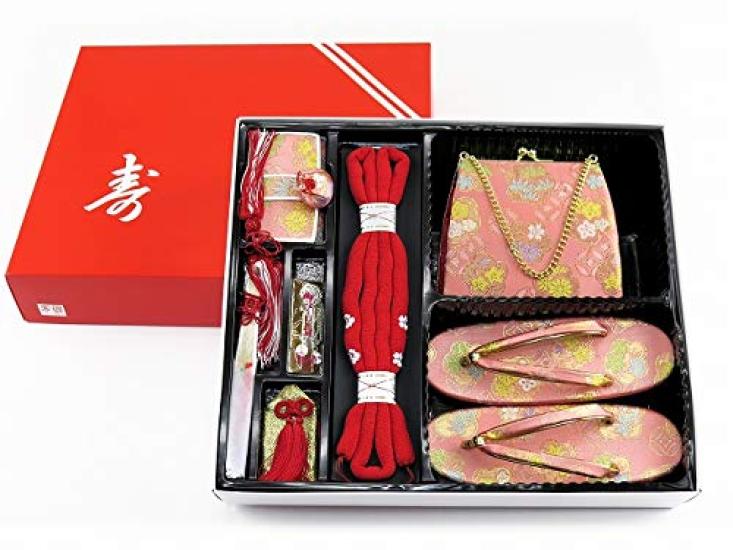 Muromachi 7 Years Old Kimono Full Set Four Kimono Making Obi Set 753 Twisted Plum and Double Cherry PTK380d103YY [Kyoto st. ] Shichi-Go-San Girls'