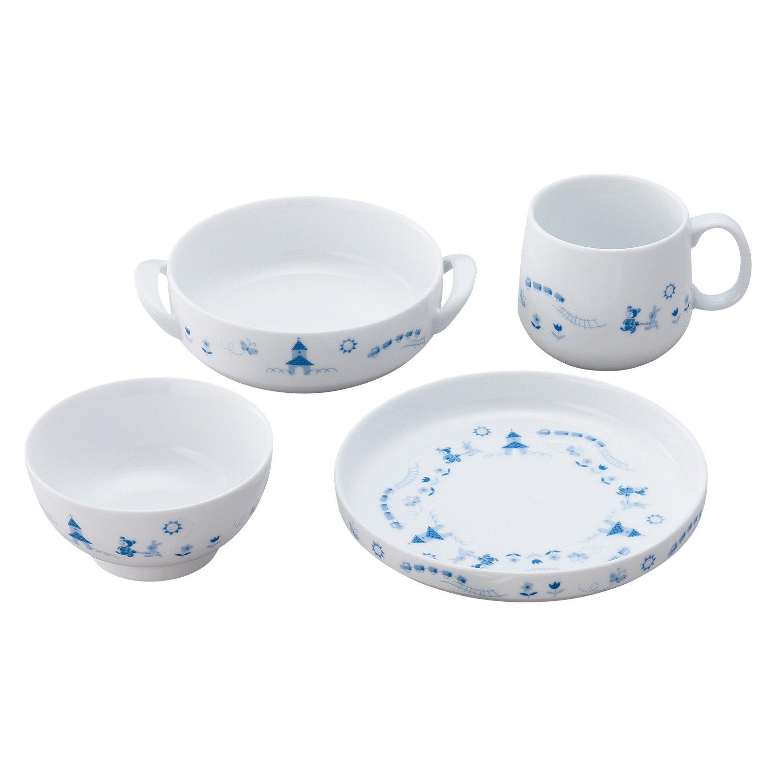

Noritake Bowl with Rice and Mug Set Rice Light Microwave and Dishwasher Blue Fine Porcelain Plate, Handle, Bowl, (Plate 16cm, 300cc, Bowl 16cm,