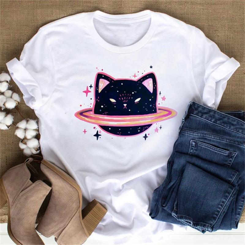 Maycaur Cute Paw Women T Shirt Fashion Cat MOM Printed Woman Tops Harajuku Punk O-neck Top Tee Black Shirt T Female T-shirt